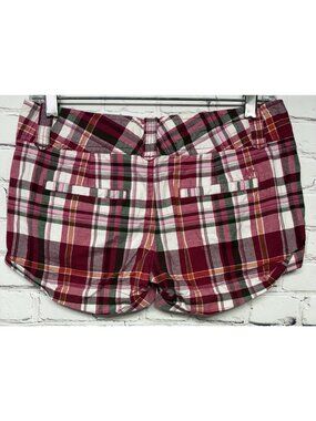 Aeropostale Shorts Y2K Plaid Chino Hot Pants Festival Grunge Low Rise 3/4